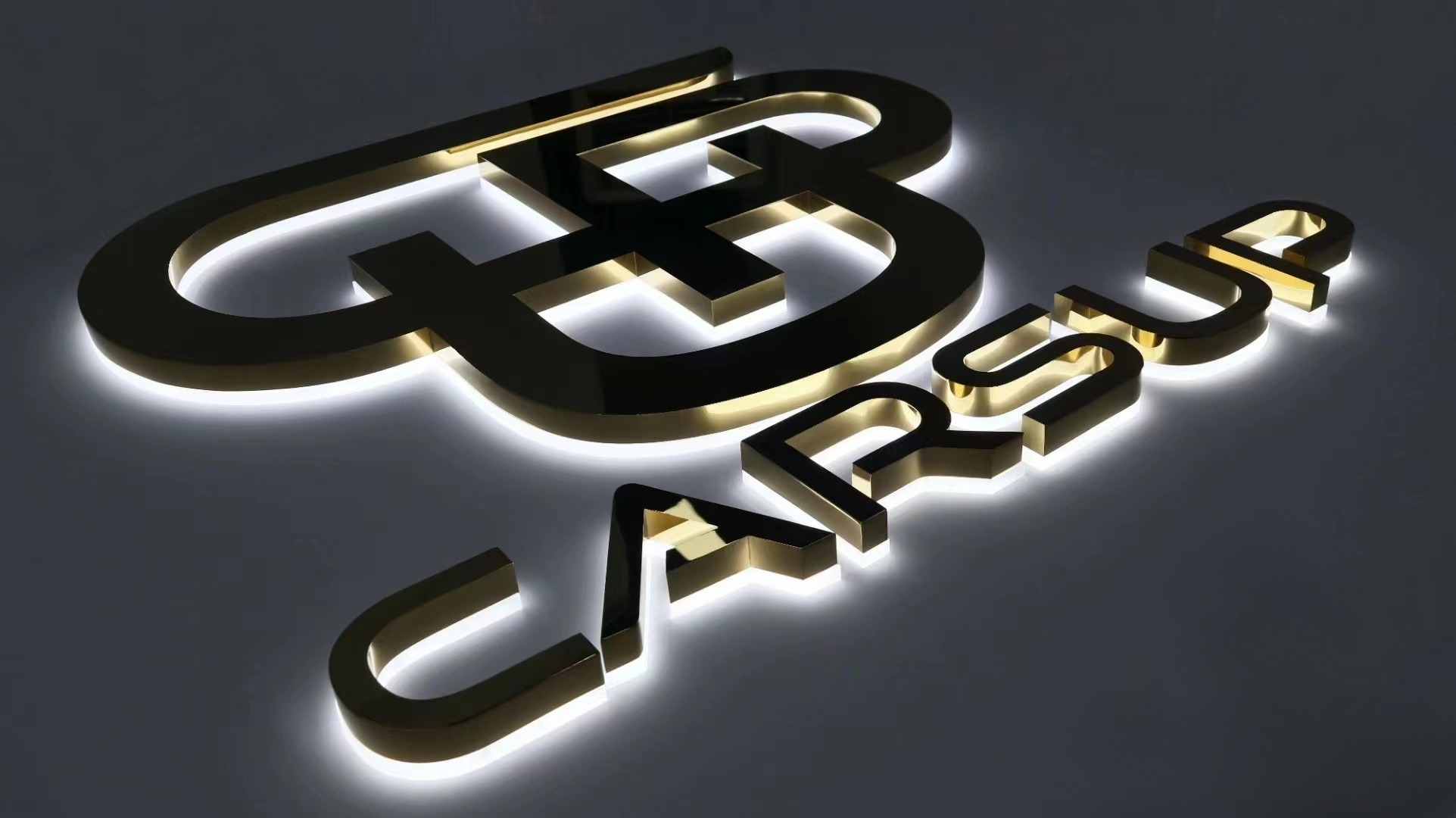 Halolit Channel Letters | Mirror Stainless Steel | Titanium Gold
